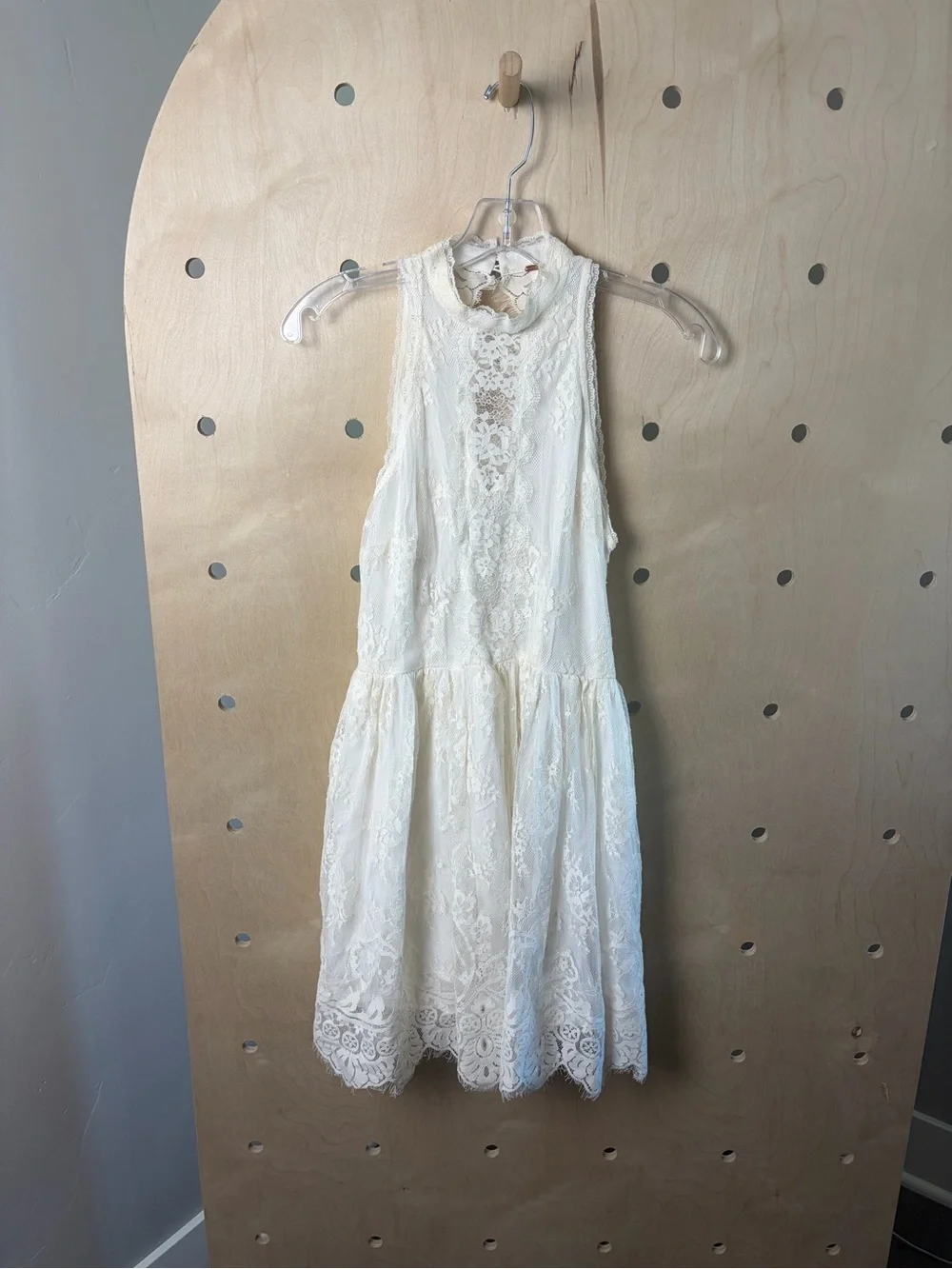 Free People Ivory Lace High Neck Sleeveless Dress Size 8 0B424815